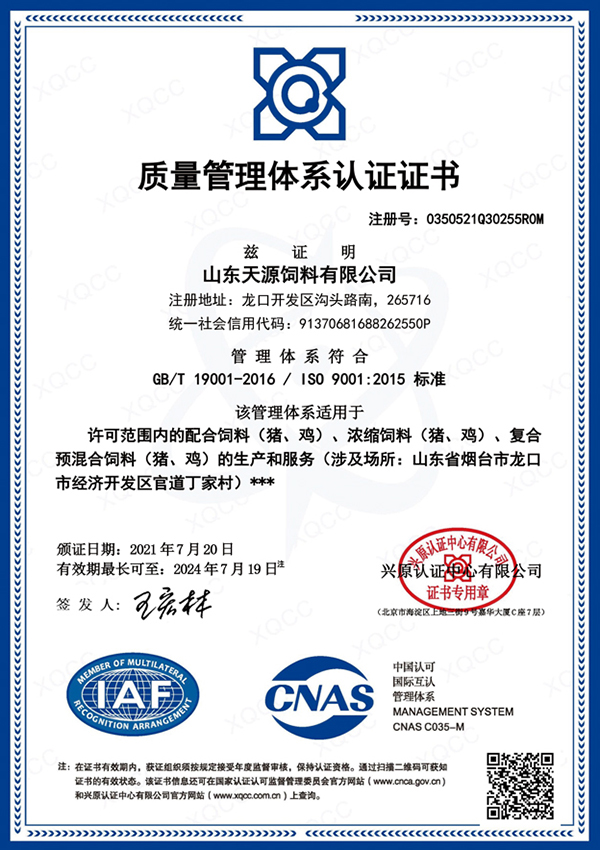 山東天源ISO認證